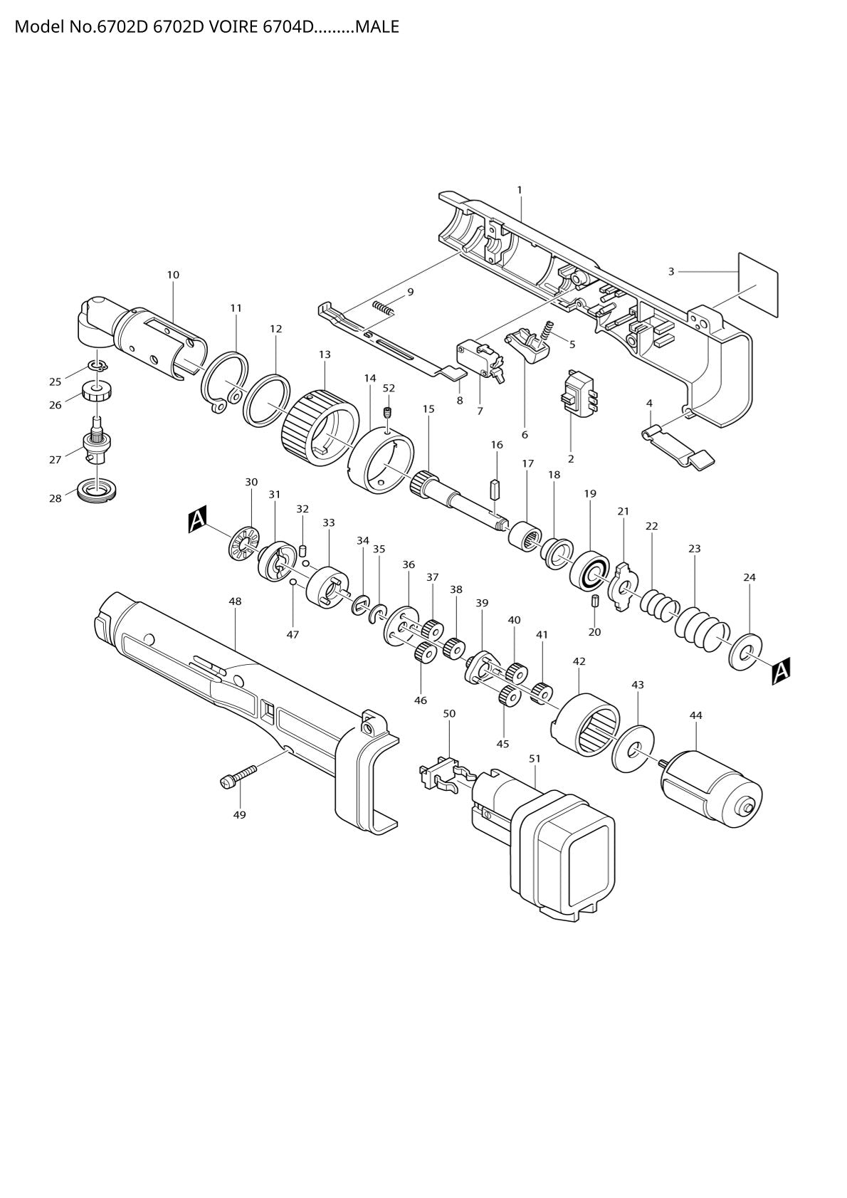 Vue éclatée Makita 6702D - page 1