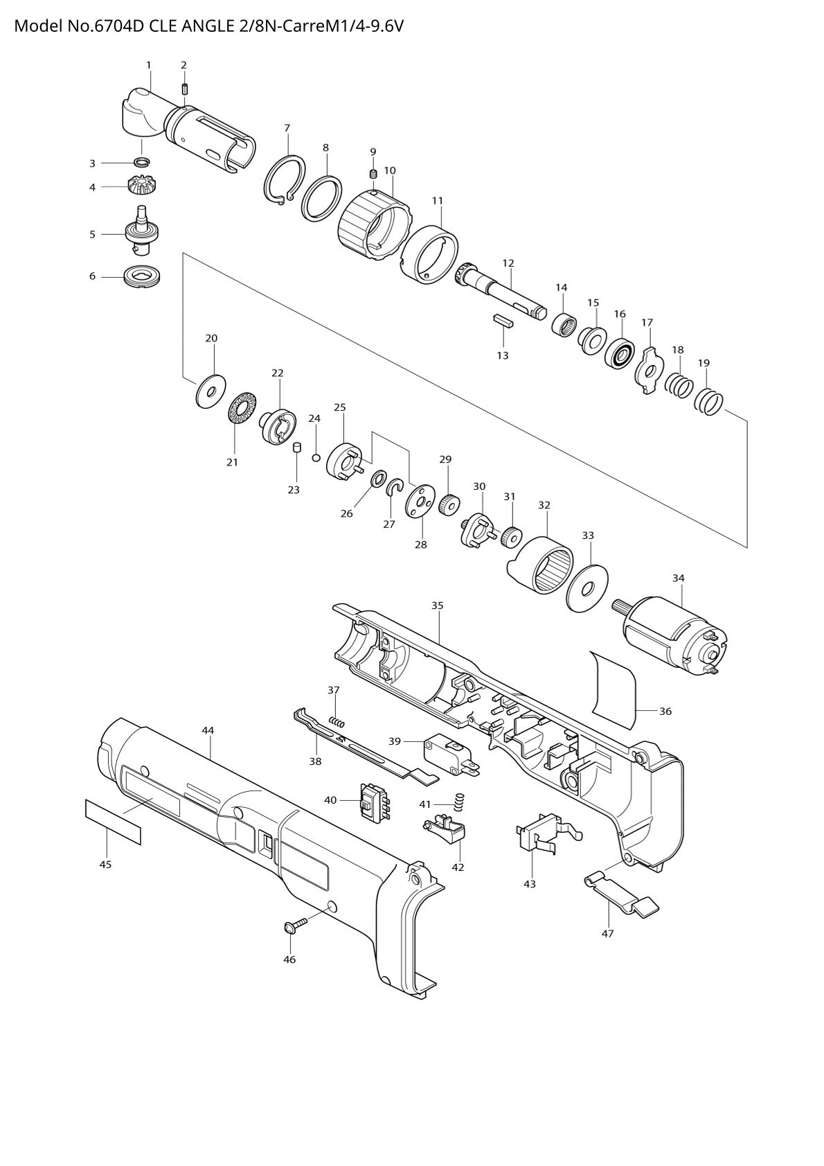 Vue éclatée Makita 6704D - page 1
