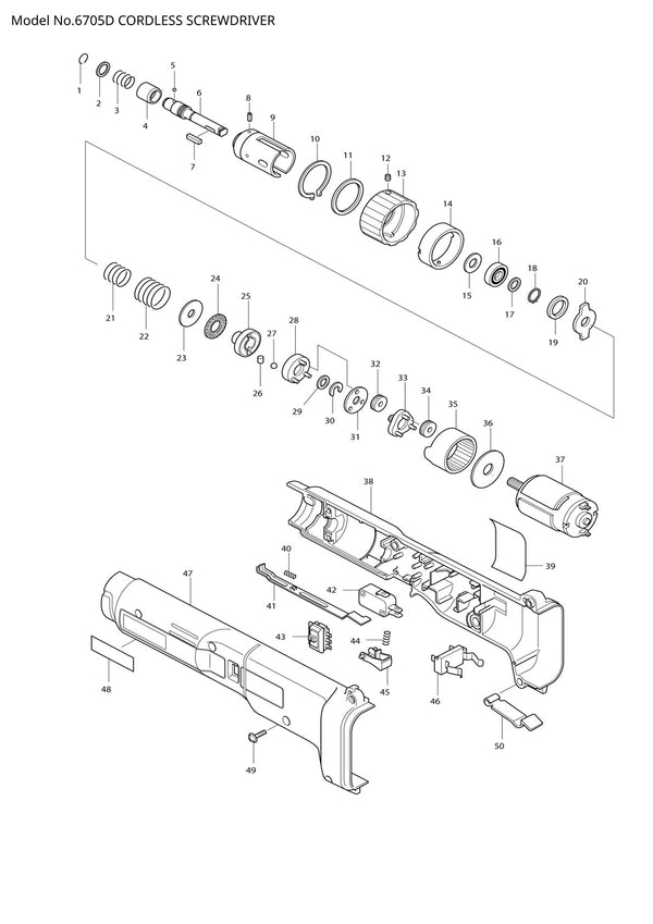 Vue éclatée Makita 6705D - page 1