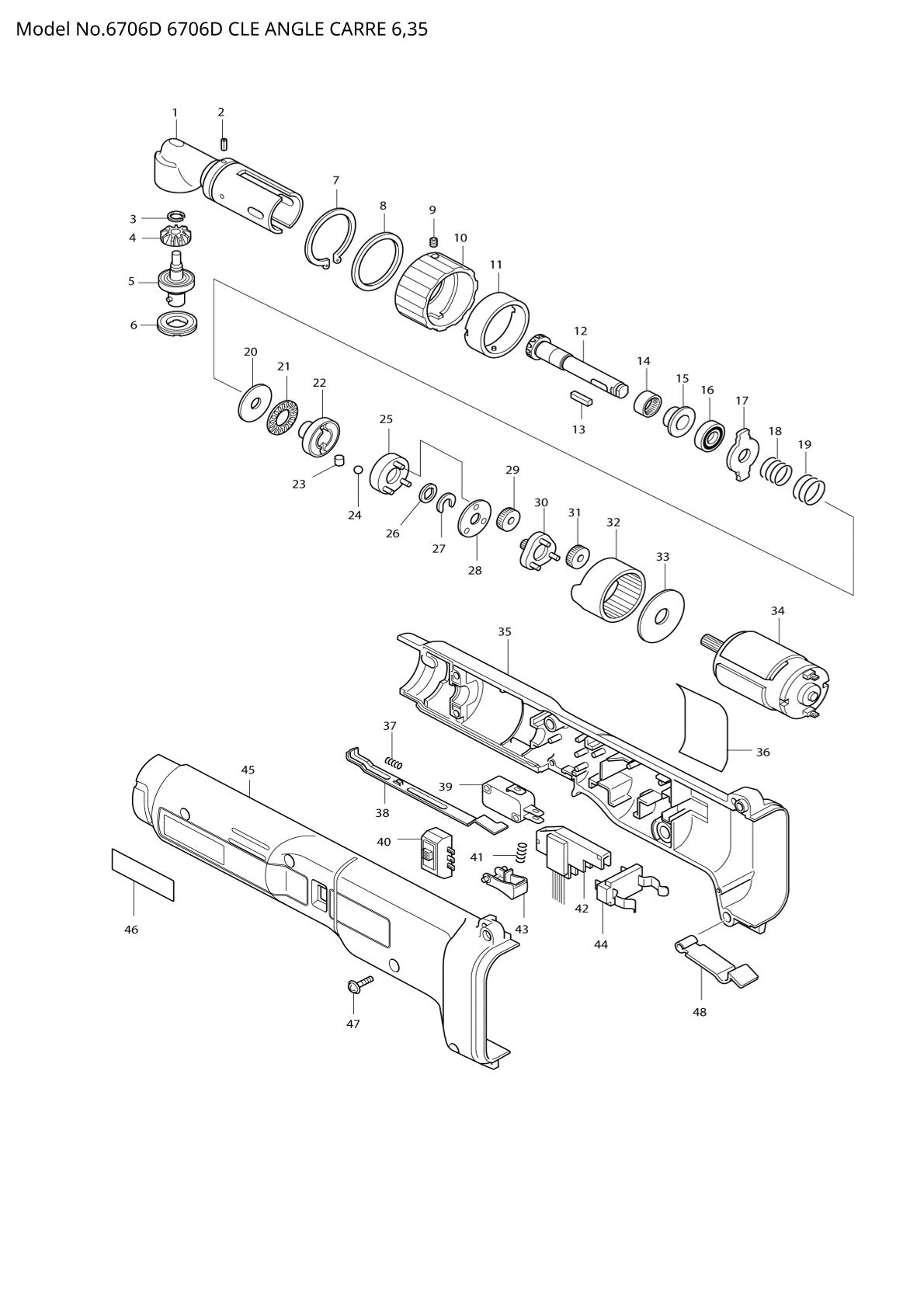 Vue éclatée Makita 6706D - page 1