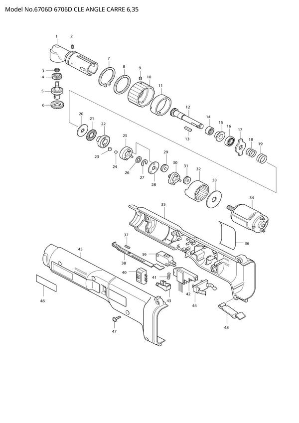 Vue éclatée Makita 6706D - page 1