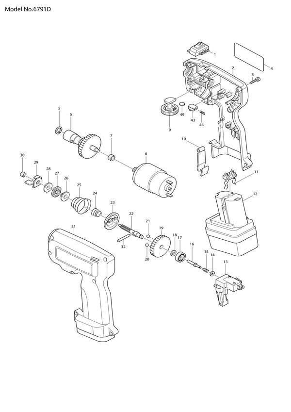 Vue éclatée Makita 6791D - page 1