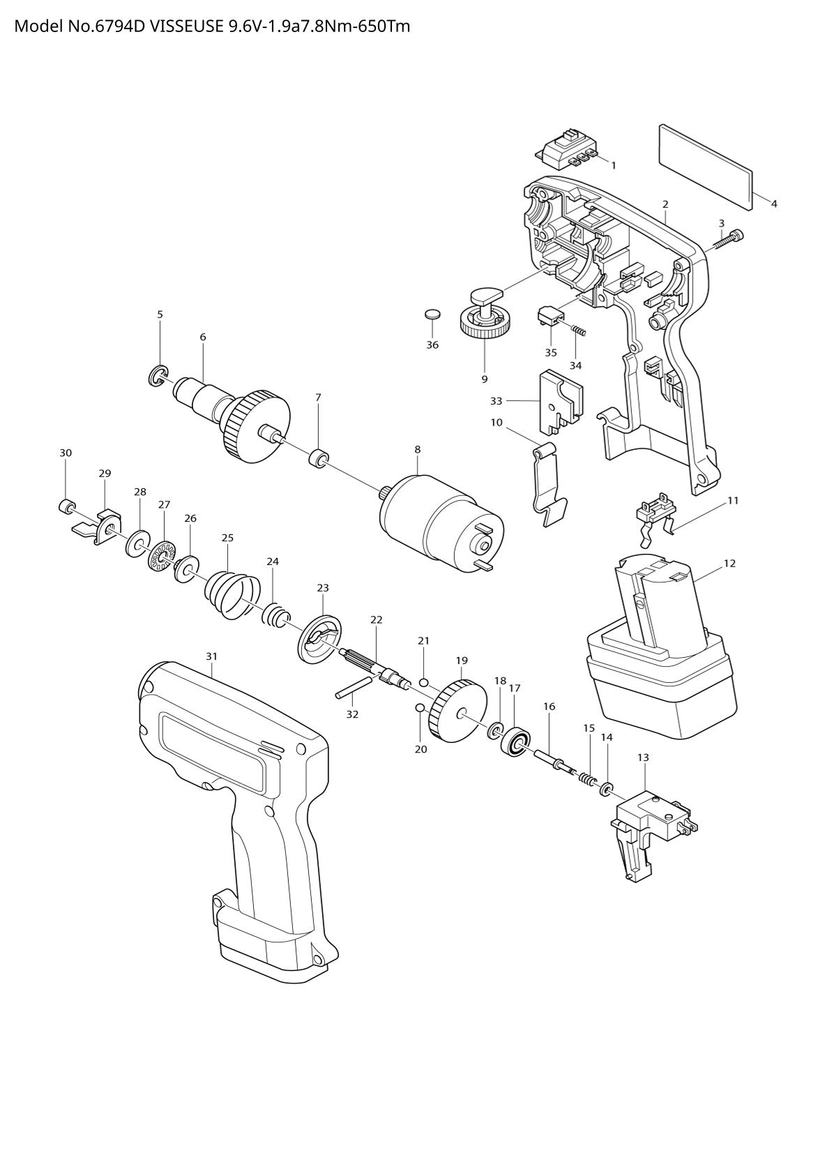 Vue éclatée Makita 6794D - page 1