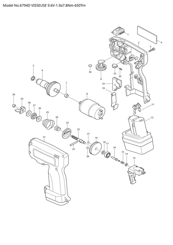 Vue éclatée Makita 6794D - page 1
