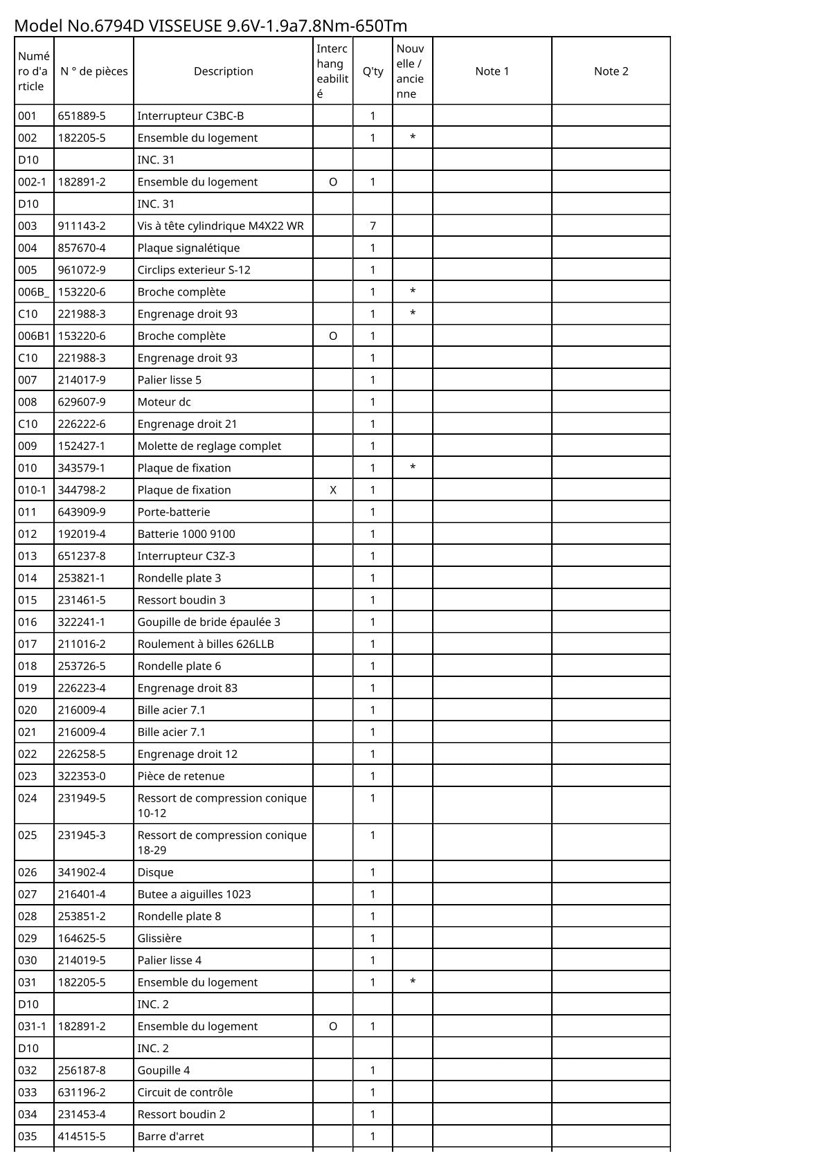 Vue éclatée Makita 6794D - page 2