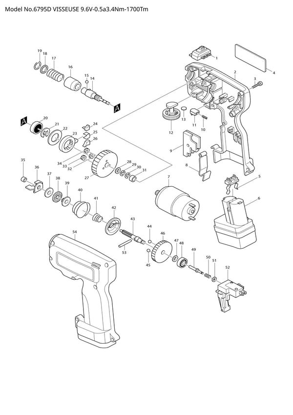 Vue éclatée Makita 6795D - page 1