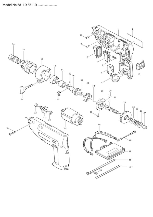 Vue éclatée Makita 6811D - page 1