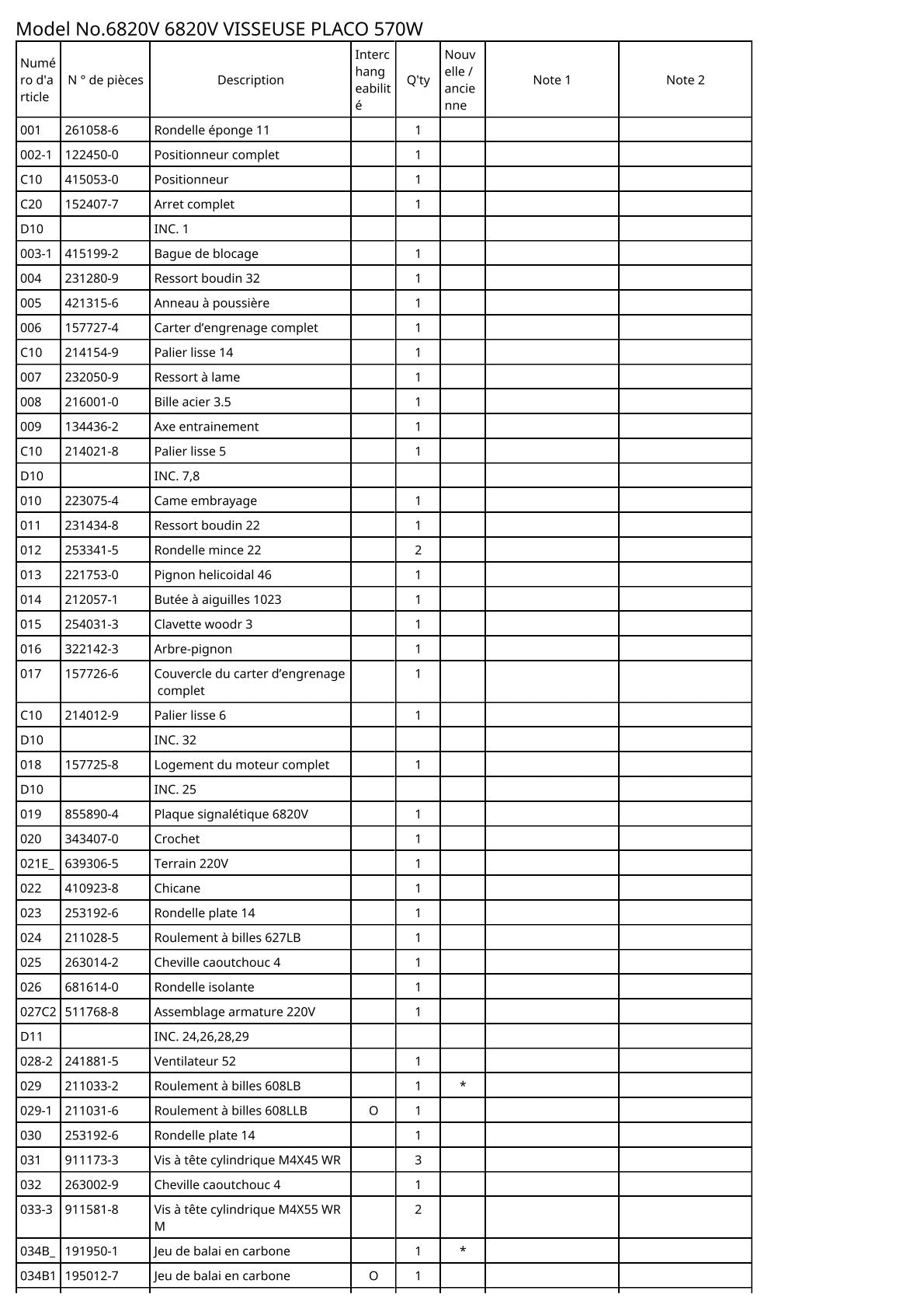 Vue éclatée Makita 6820V - page 2