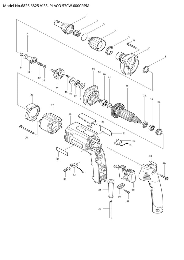 Vue éclatée Makita 6825 - page 1