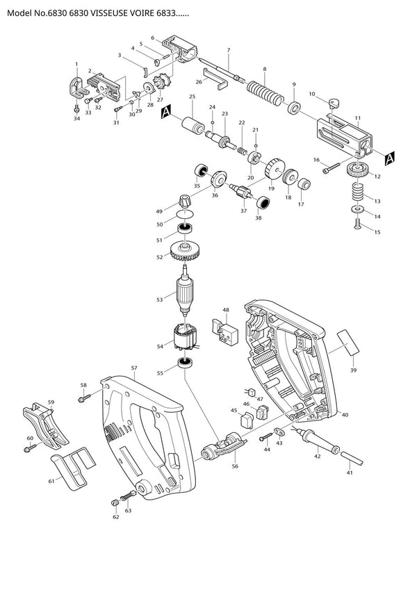 Vue éclatée Makita 6830 - page 1