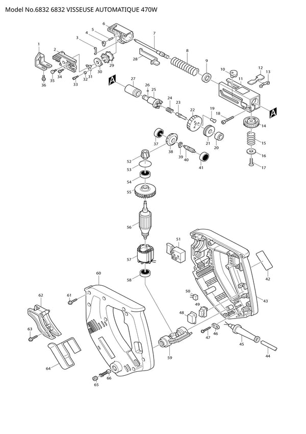 Vue éclatée Makita 6832 - page 1