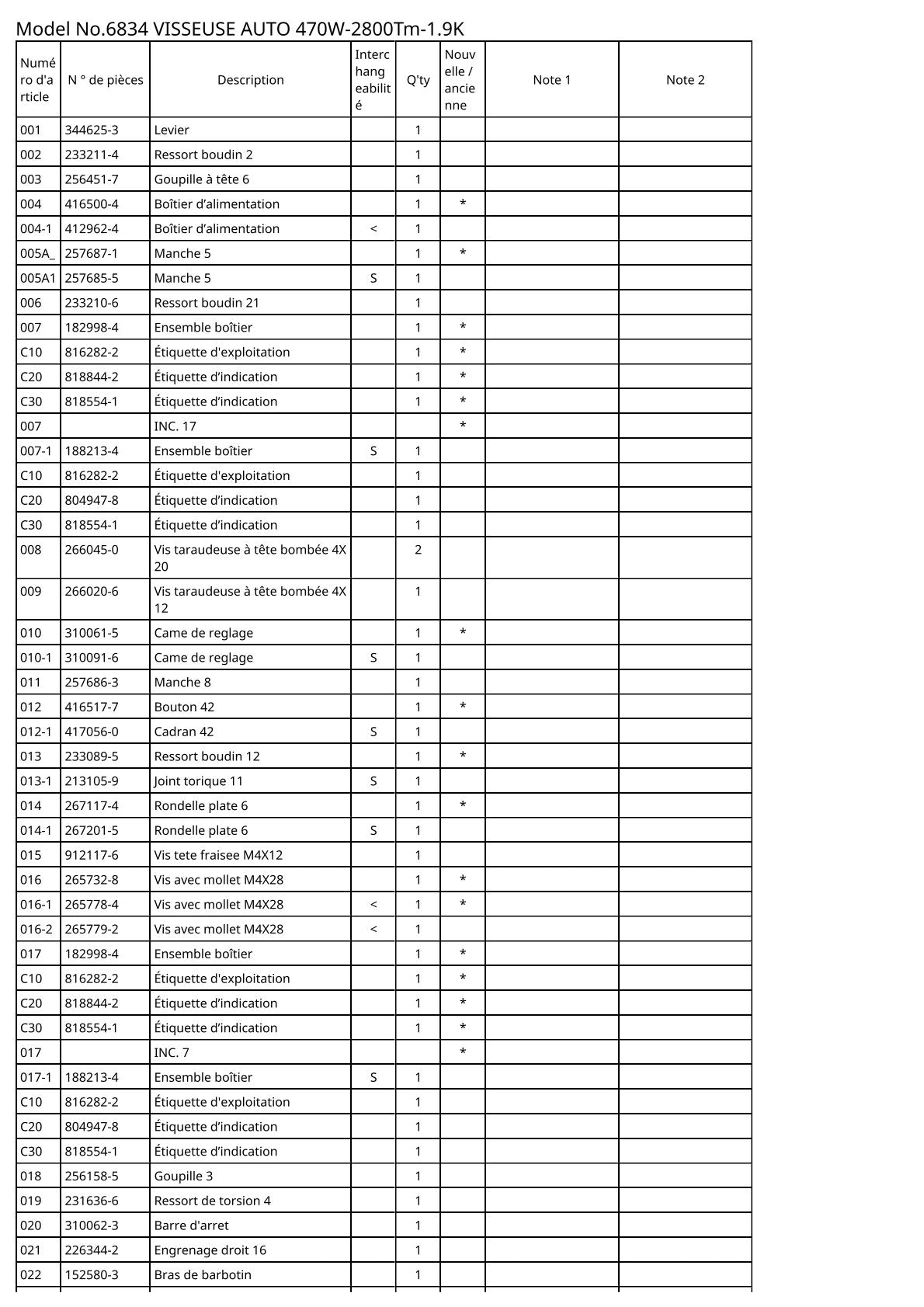 Vue éclatée Makita 6834 - page 2
