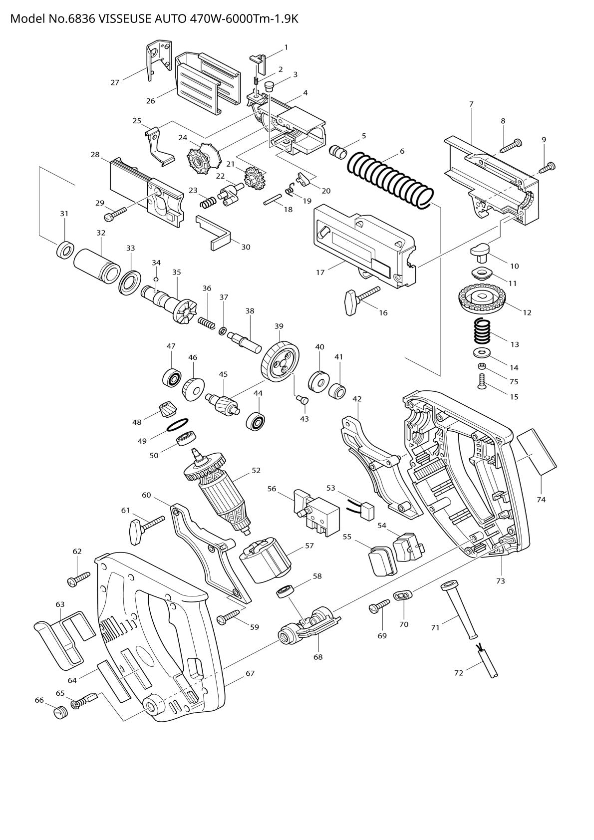Vue éclatée Makita 6836 - page 1