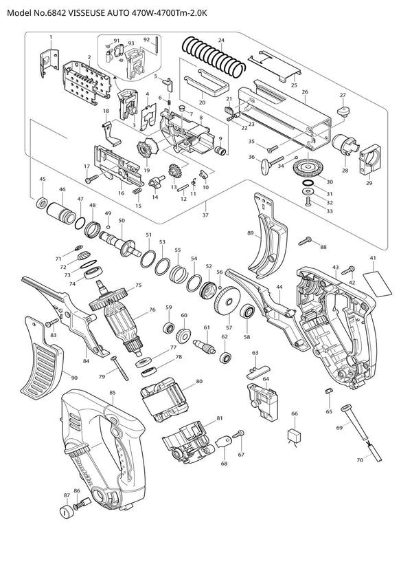 Vue éclatée Makita 6842 - page 1