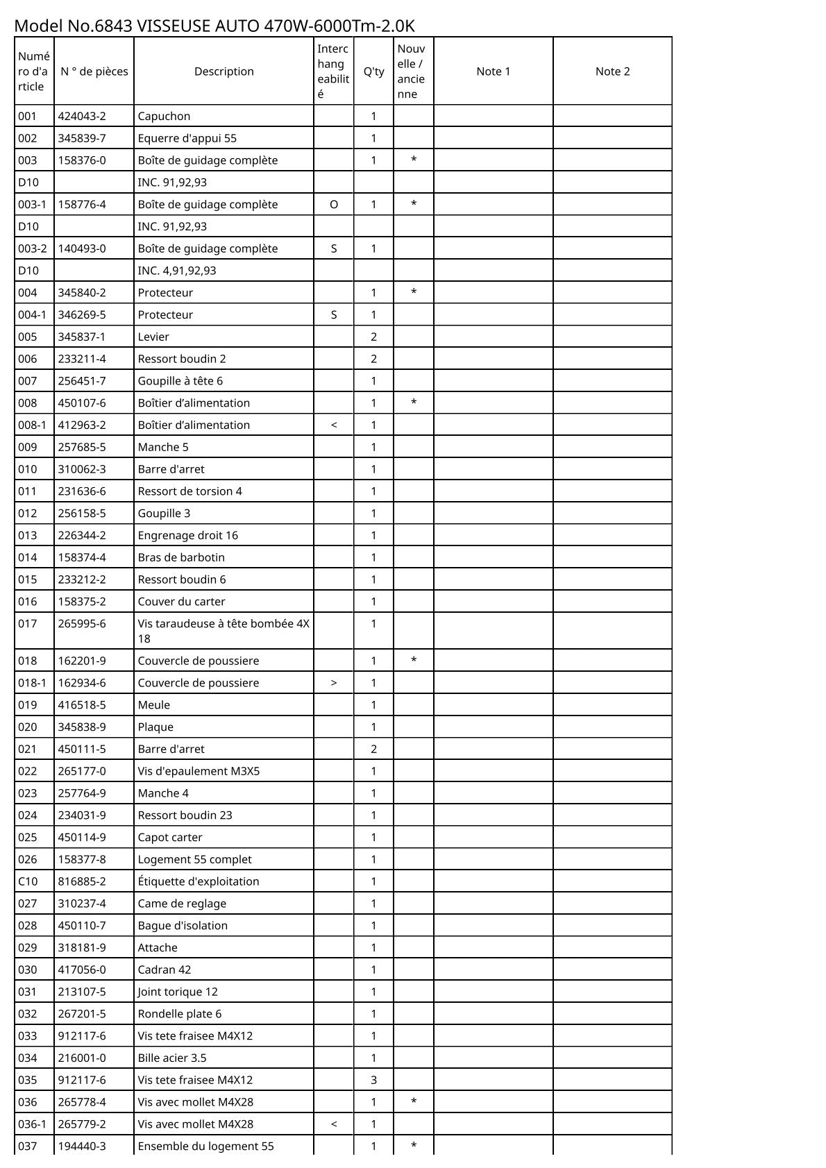 Vue éclatée Makita 6843 - page 2