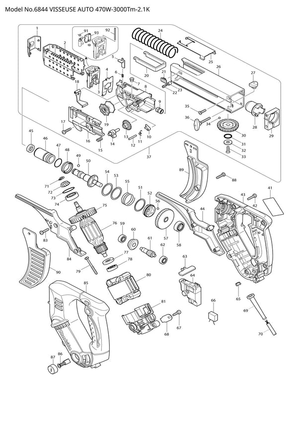 Vue éclatée Makita 6844 - page 1