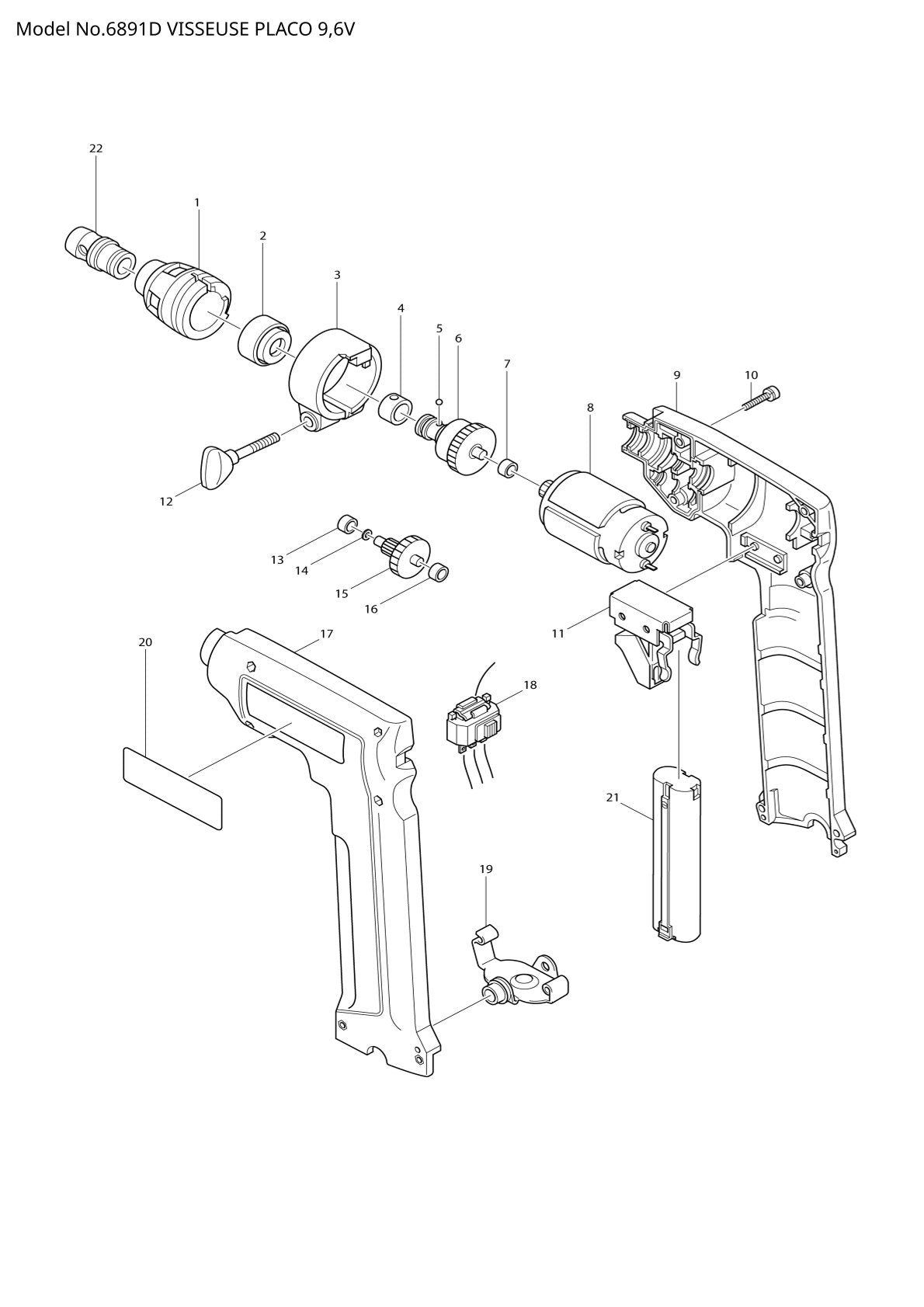 Vue éclatée Makita 6891D - page 1