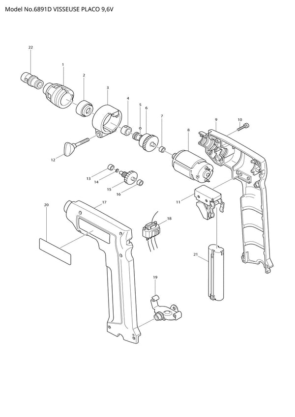 Vue éclatée Makita 6891D - page 1