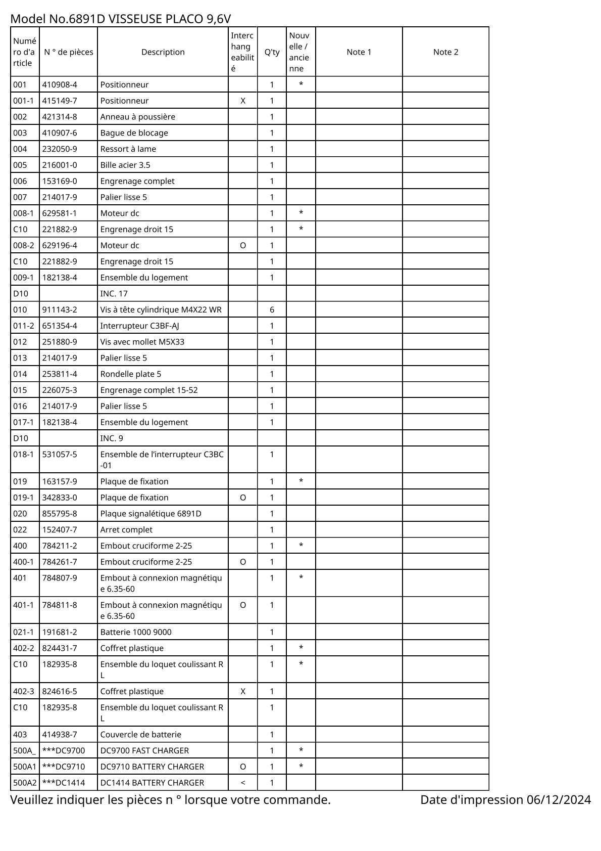Vue éclatée Makita 6891D - page 2