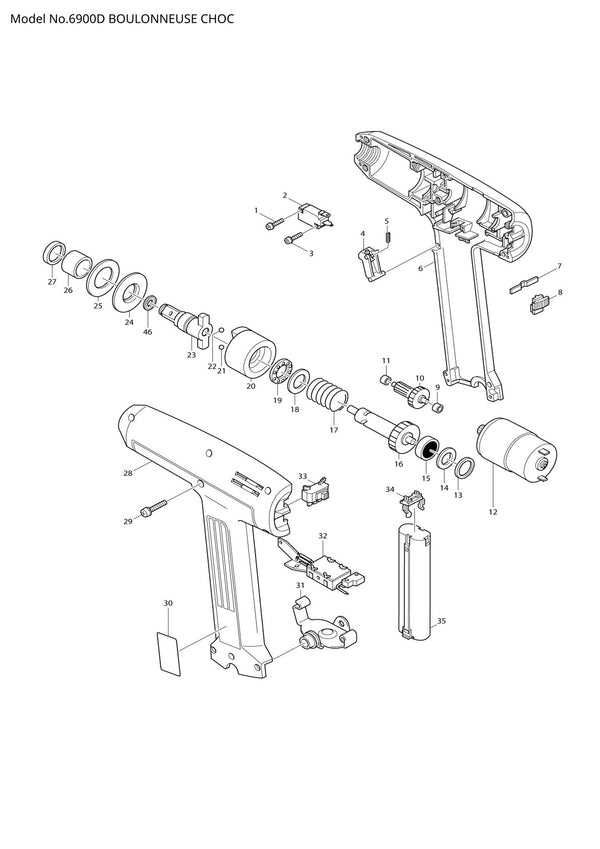 Vue éclatée Makita 6900D - page 1