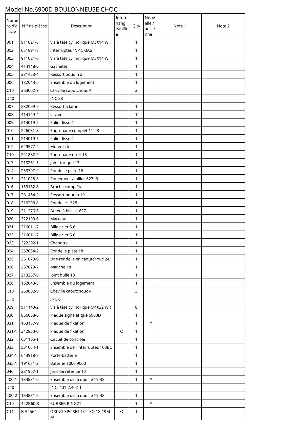 Vue éclatée Makita 6900D - page 2