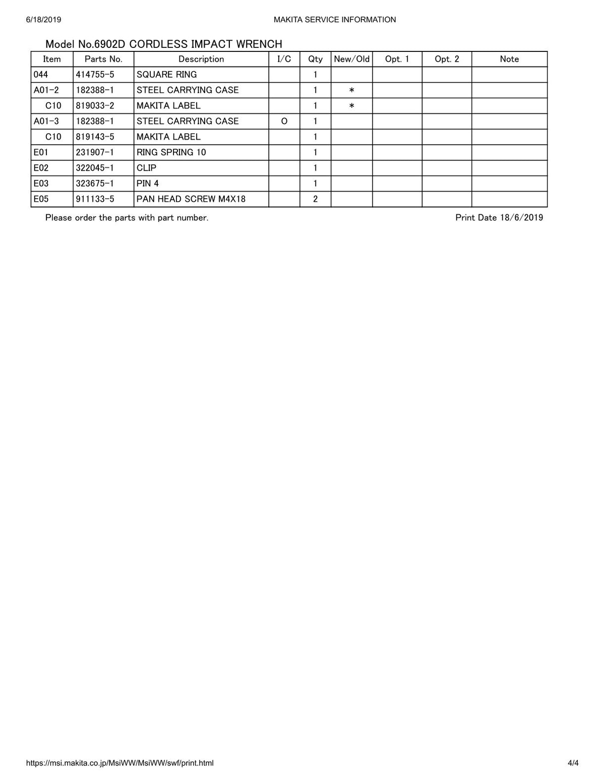 Vue éclatée Makita 6902D - page 4