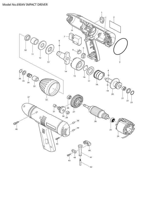 Vue éclatée Makita 6904V - page 1