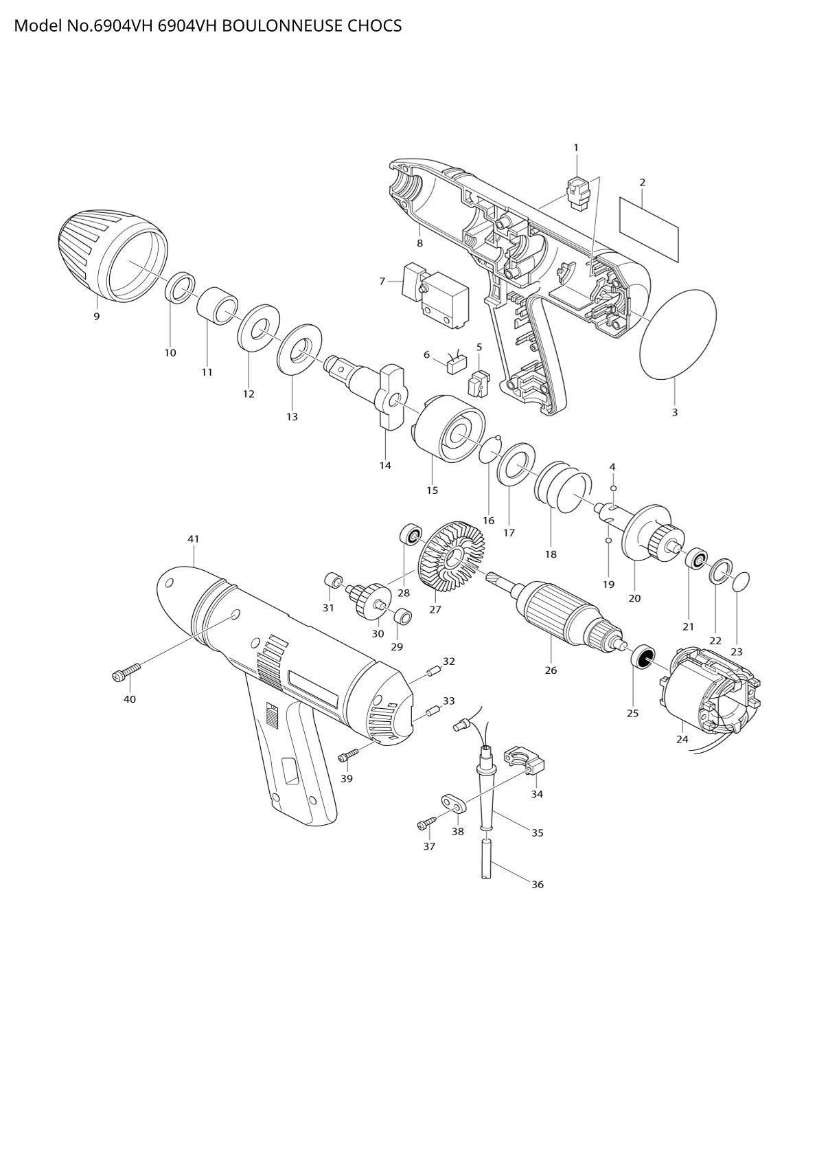 Vue éclatée Makita 6904VH - page 1