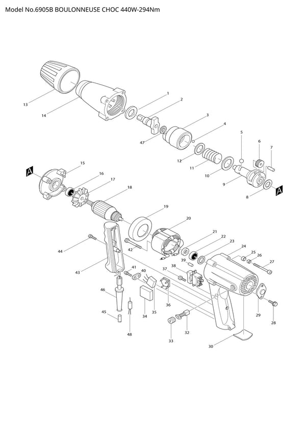 Vue éclatée Makita 6905B - page 1