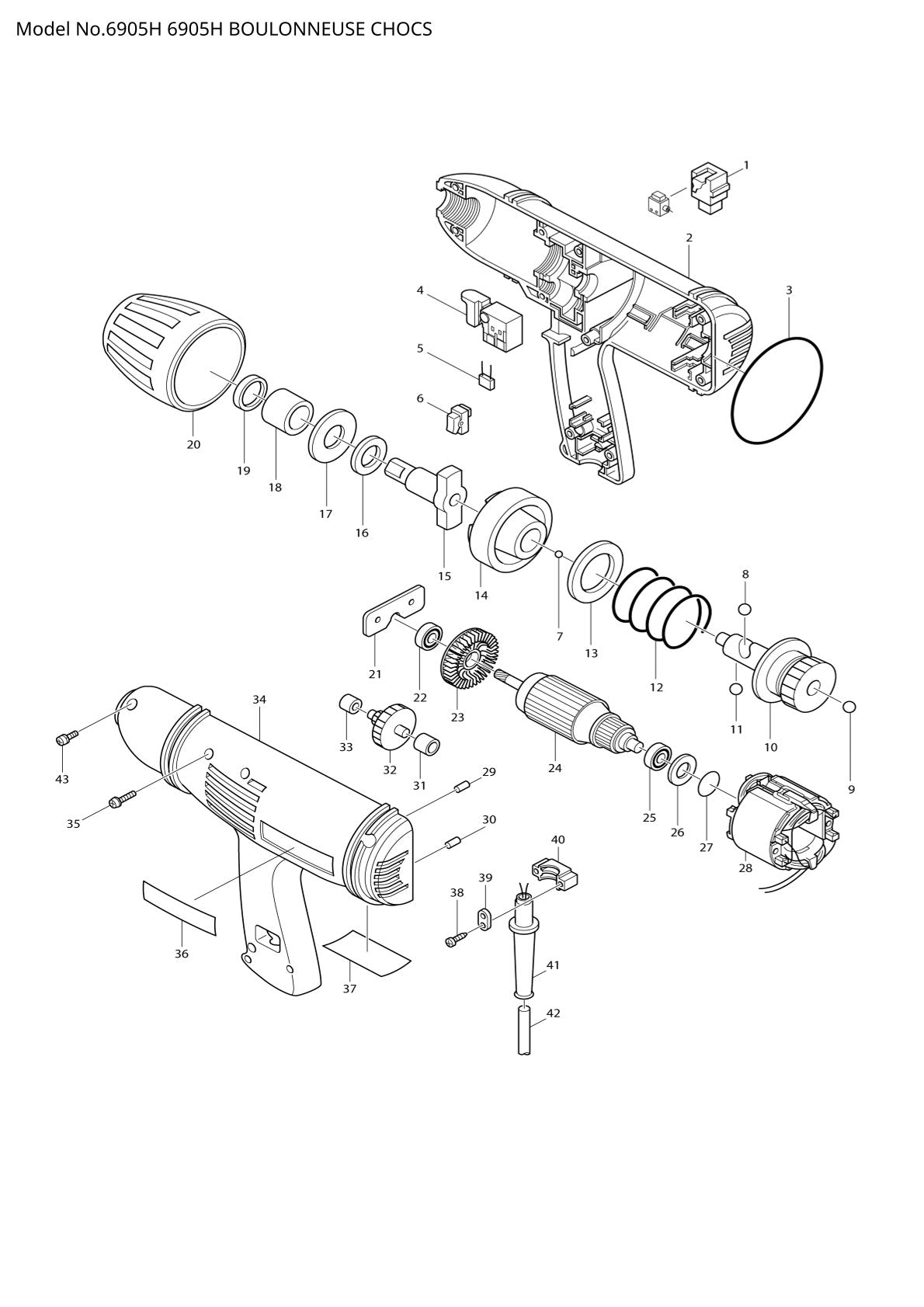 Vue éclatée Makita 6905H - page 1