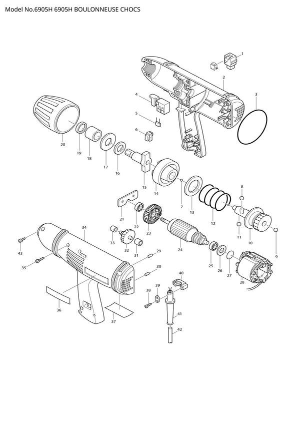 Vue éclatée Makita 6905H - page 1