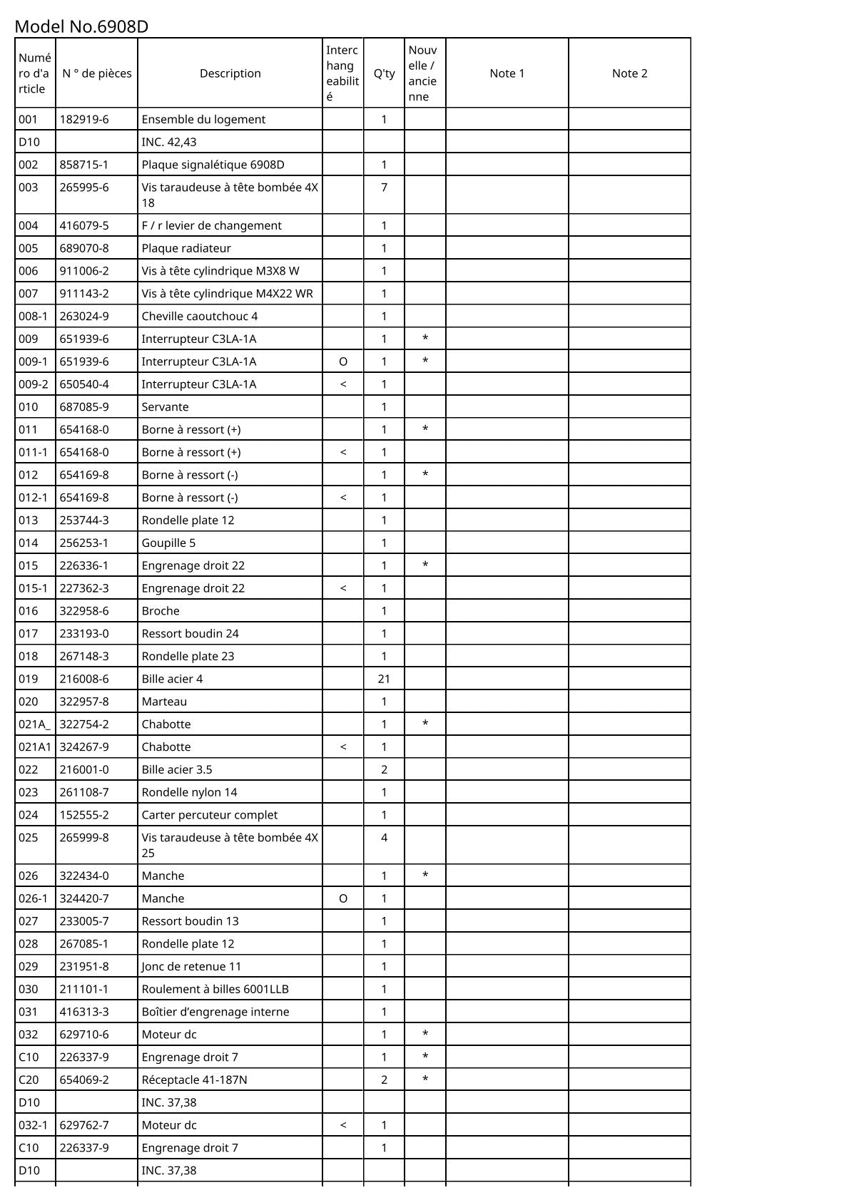 Vue éclatée Makita 6908D - page 2