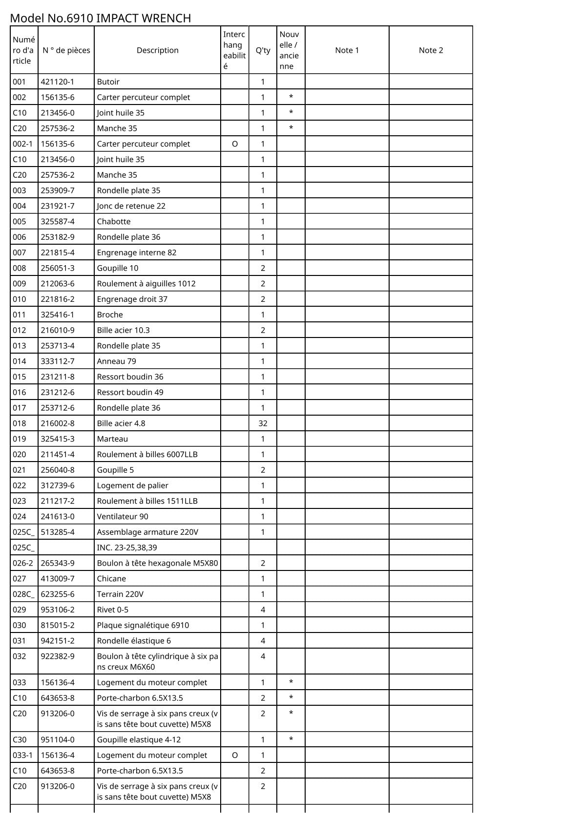 Vue éclatée Makita 6910 - page 2