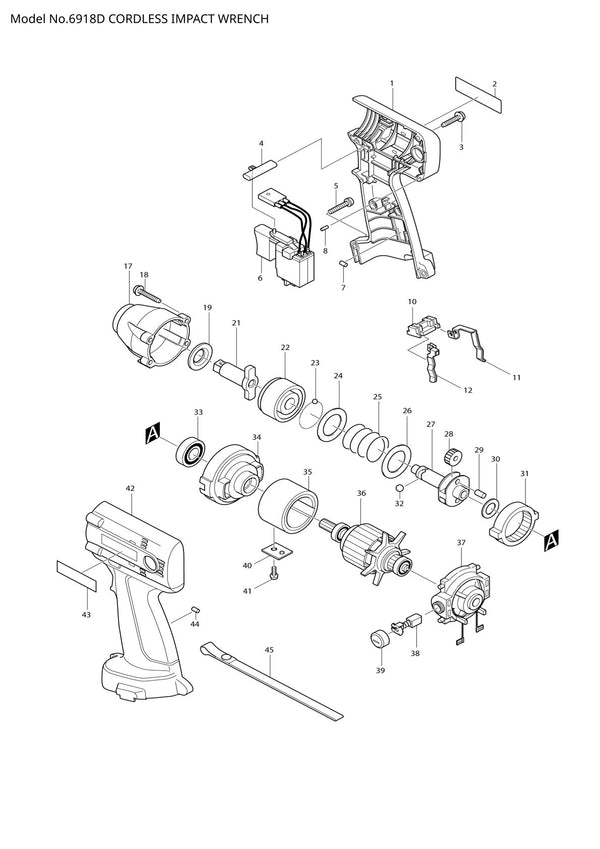 Vue éclatée Makita 6918D - page 1