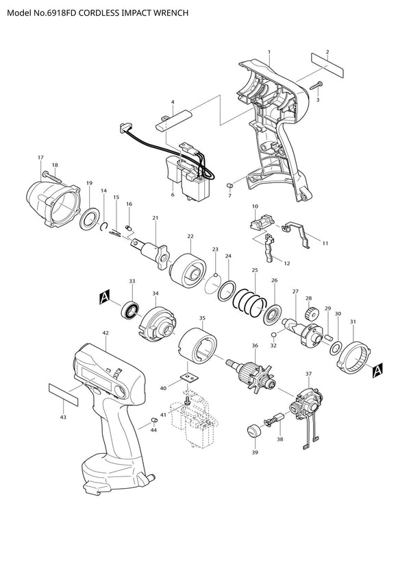 Vue éclatée Makita 6918FD - page 1