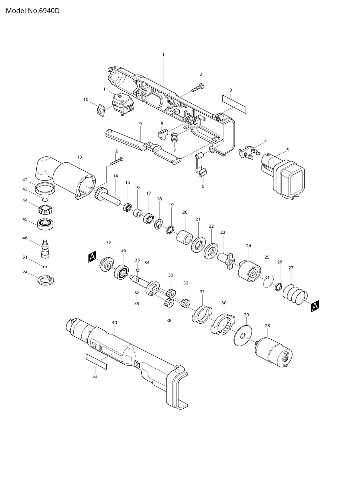 Vue éclatée Makita 6940D - page 1