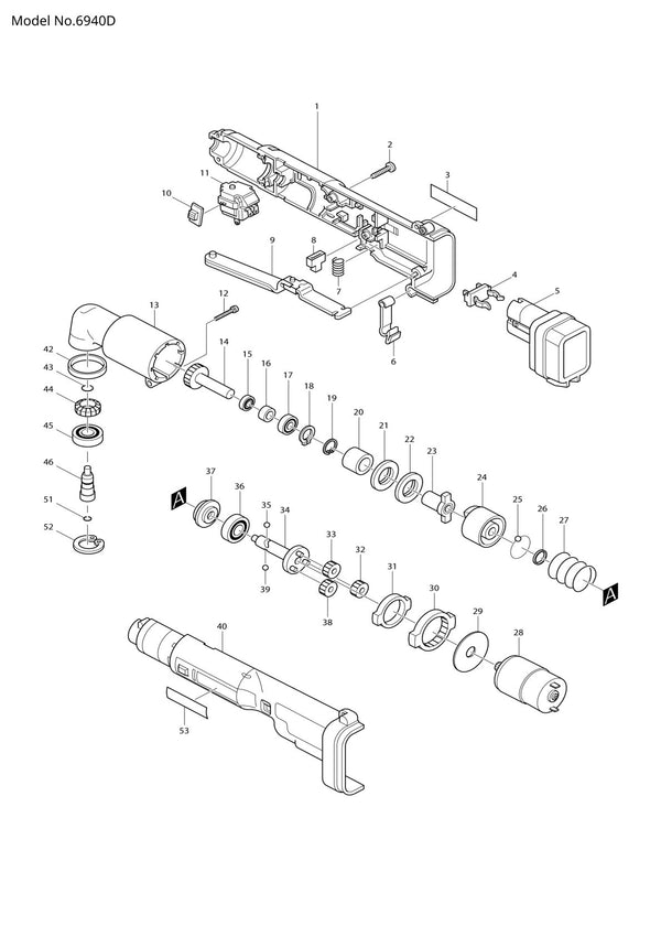 Vue éclatée Makita 6940D - page 1