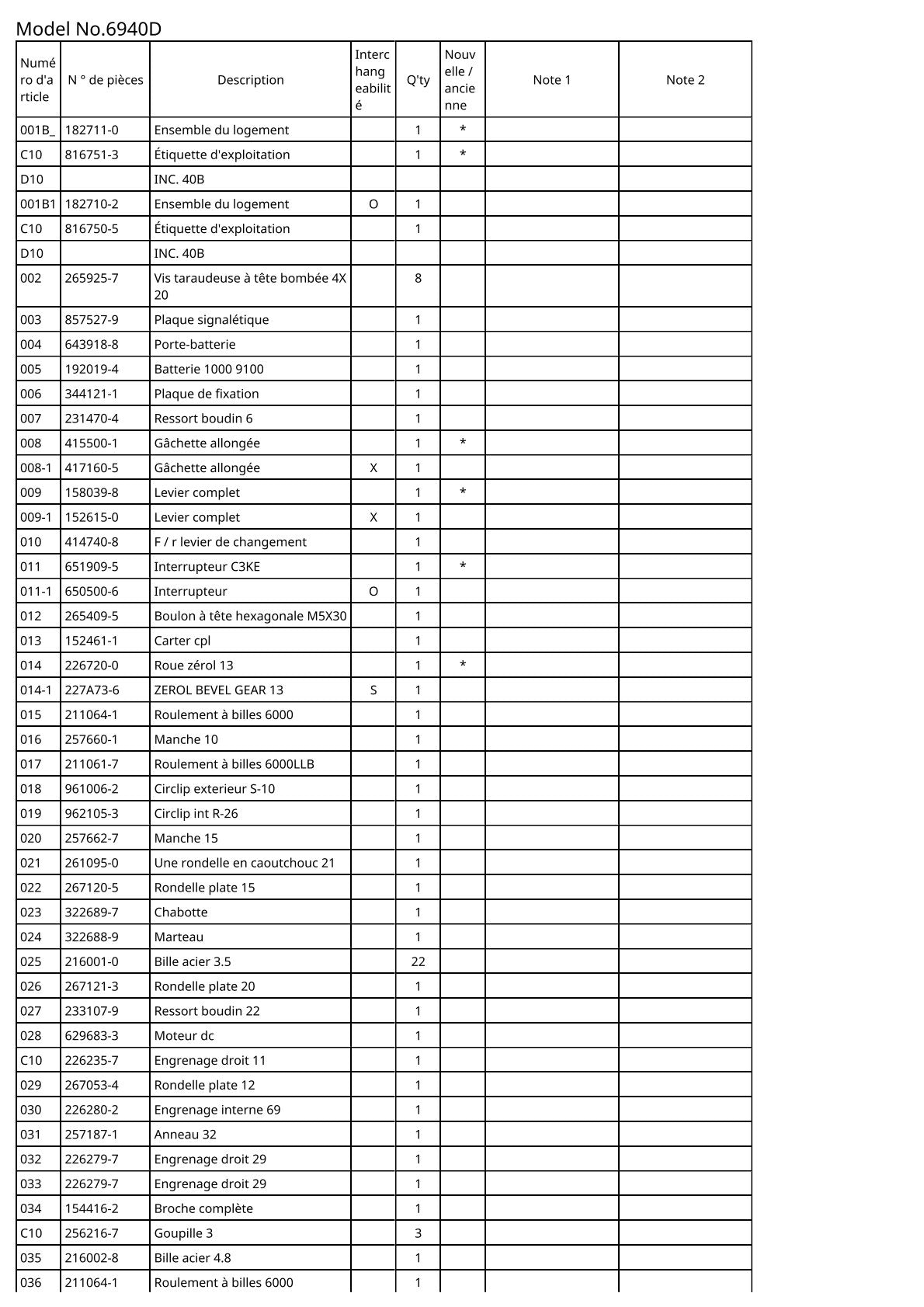 Vue éclatée Makita 6940D - page 2