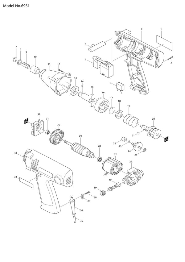 Vue éclatée Makita 6951 - page 1