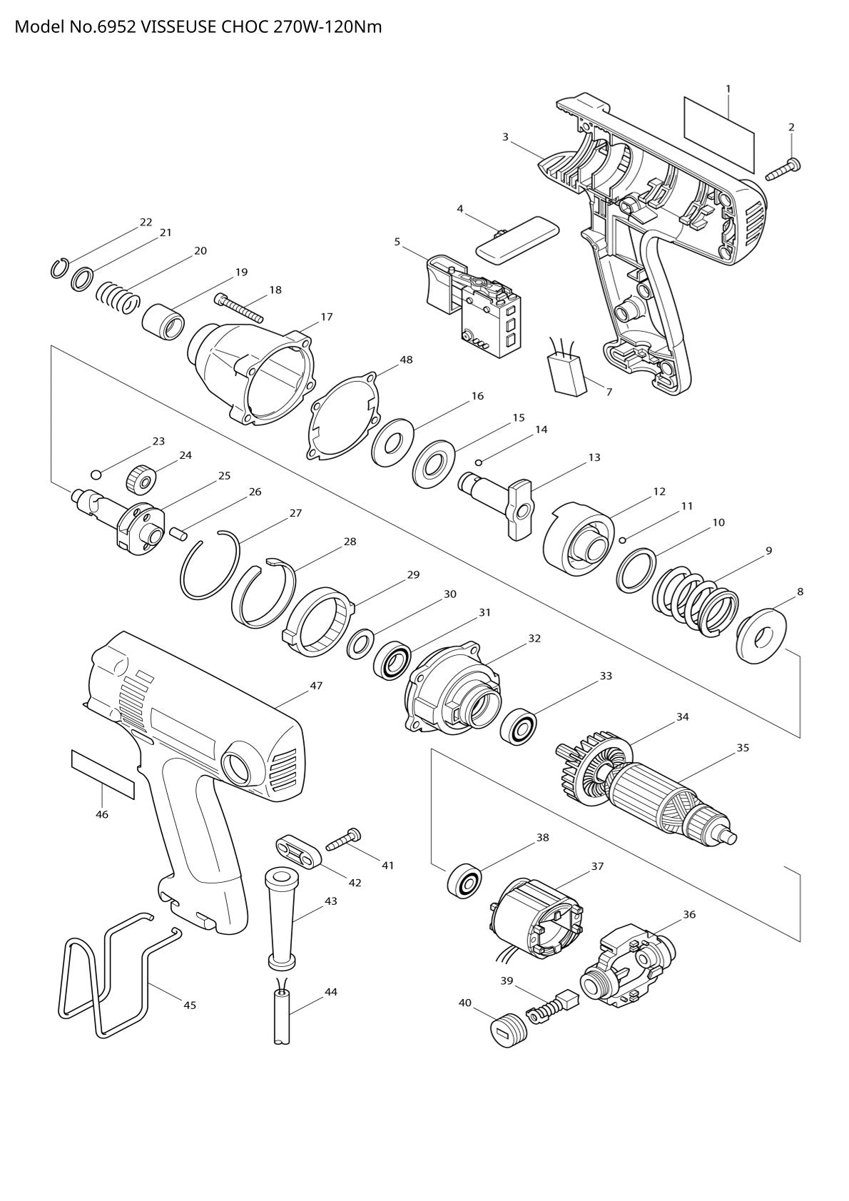 Vue éclatée Makita 6952 - page 1
