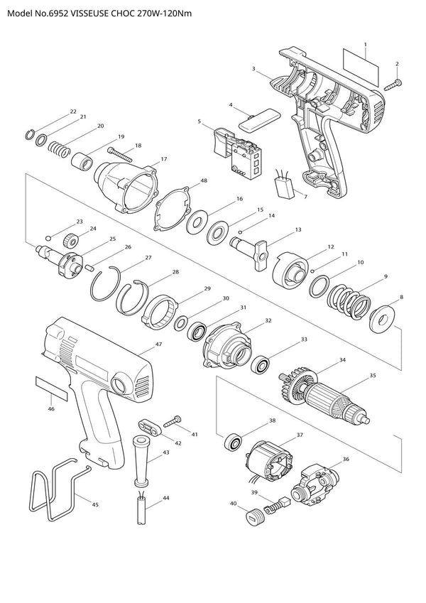 Vue éclatée Makita 6952 - page 1