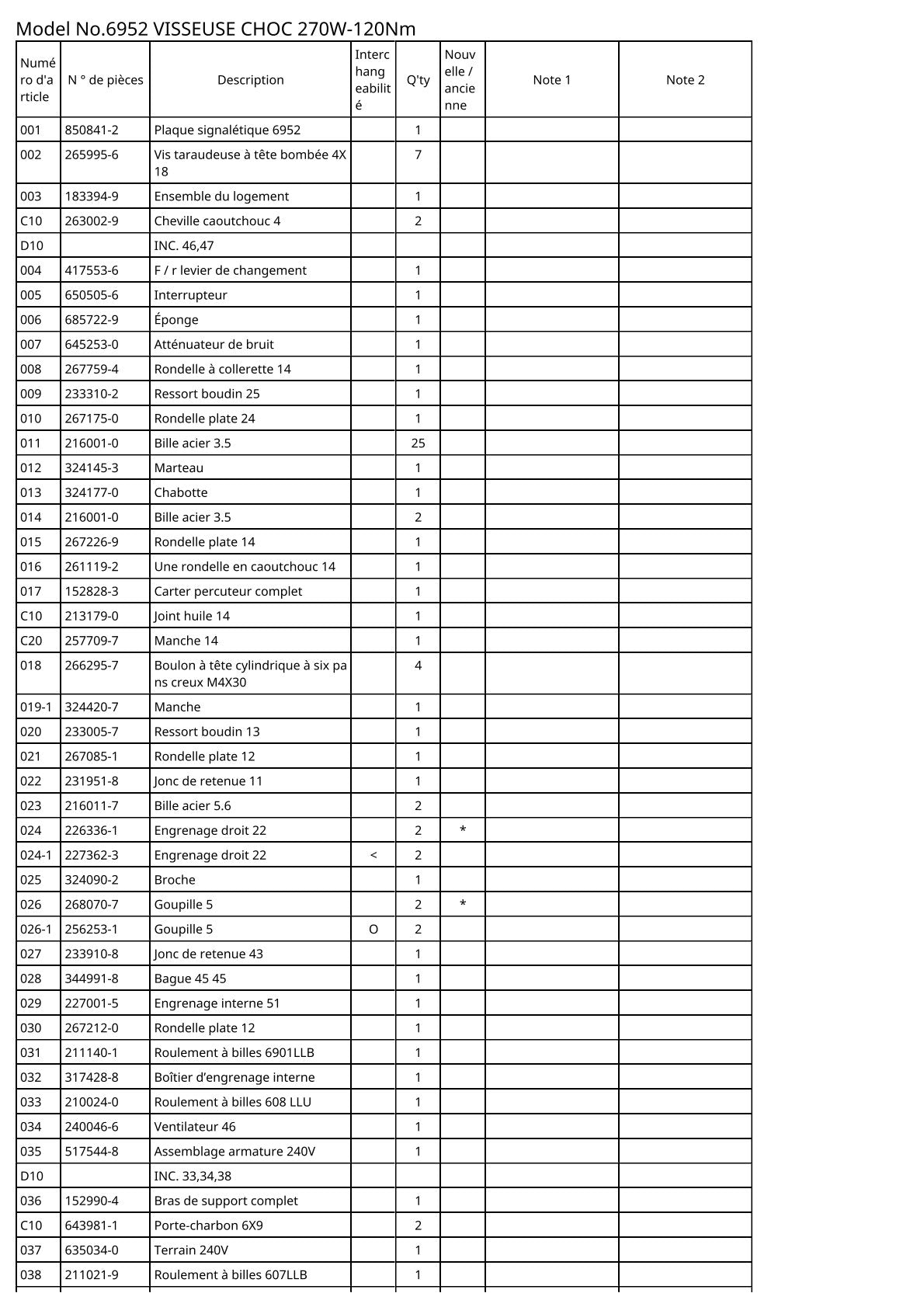 Vue éclatée Makita 6952 - page 2
