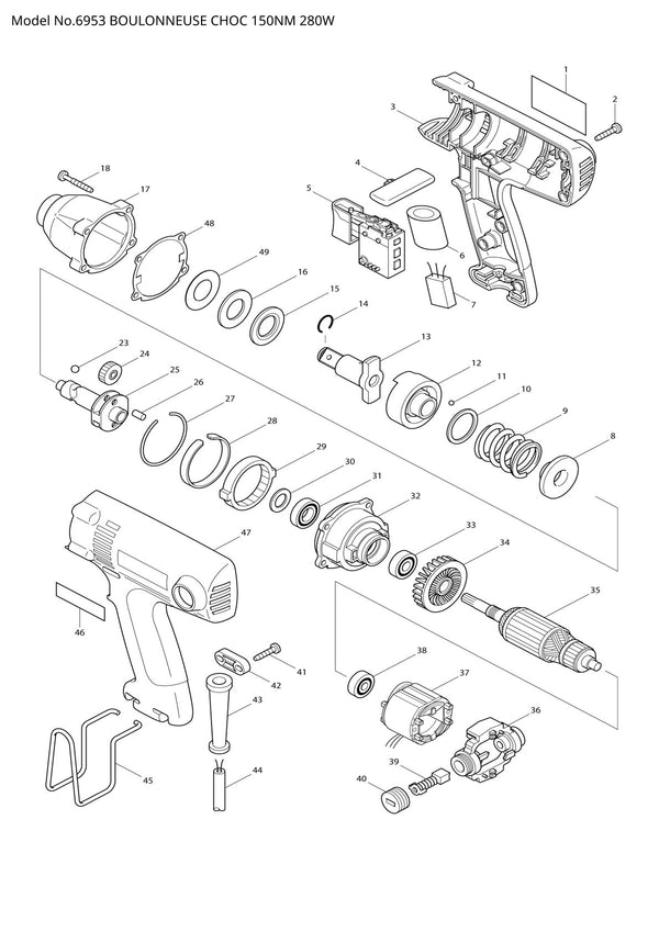 Vue éclatée Makita 6953 - page 1