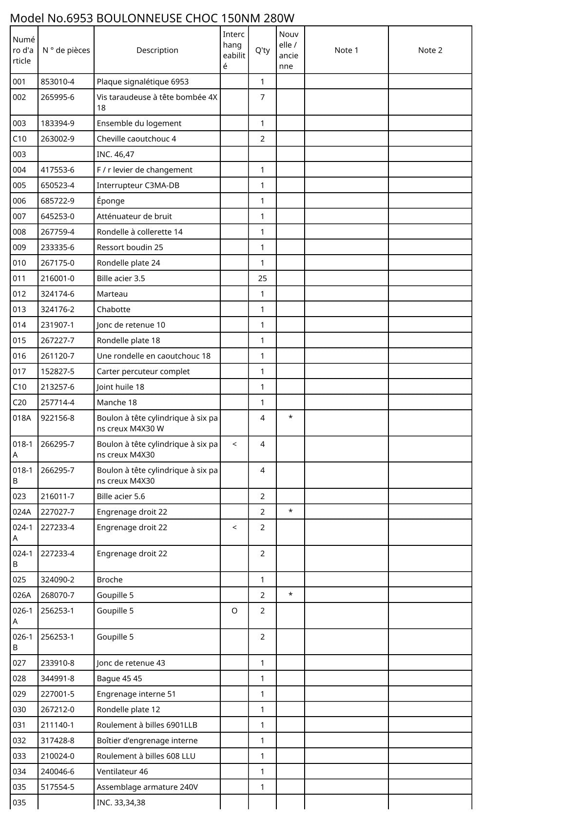 Vue éclatée Makita 6953 - page 2