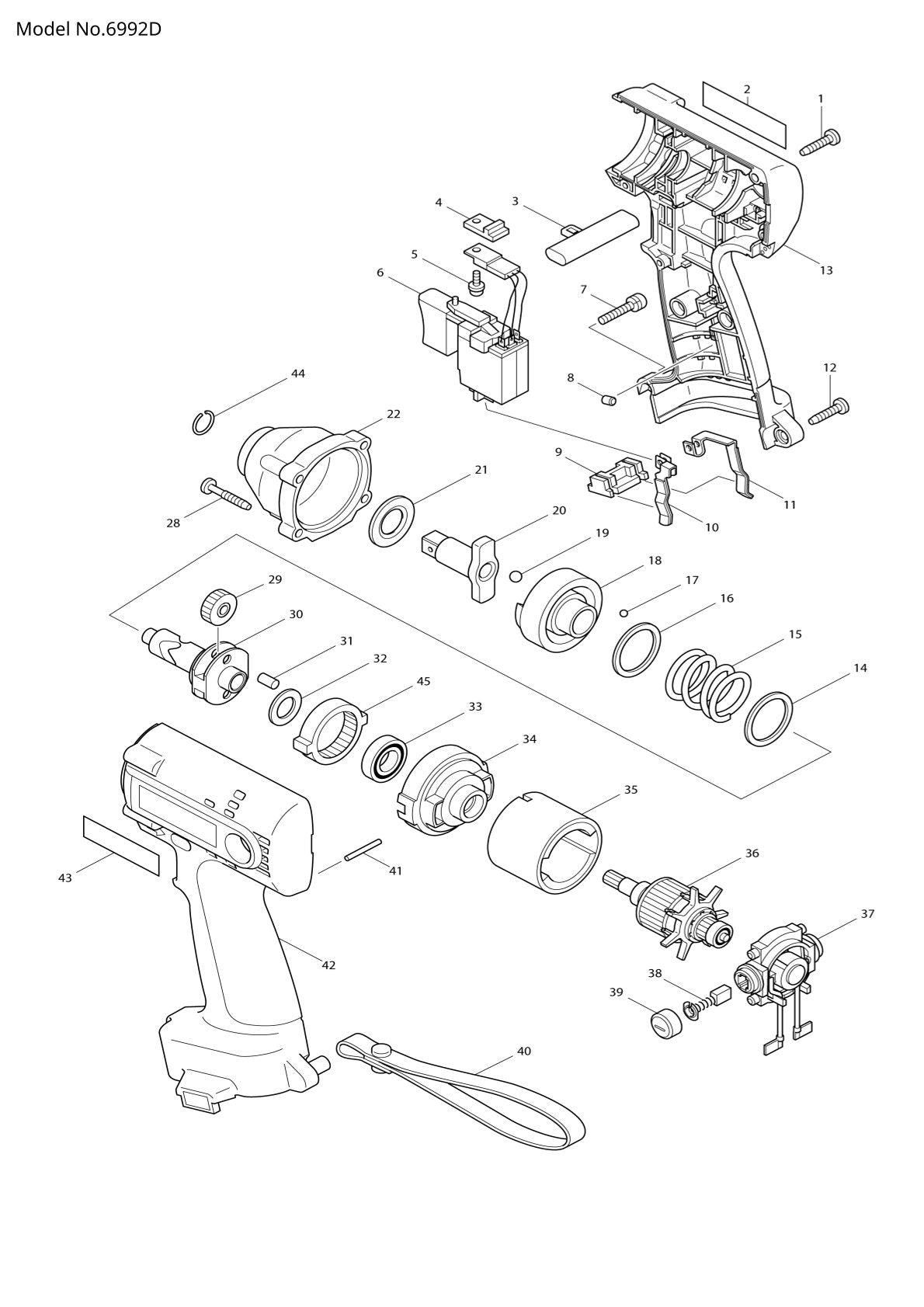 Vue éclatée Makita 6992D - page 1