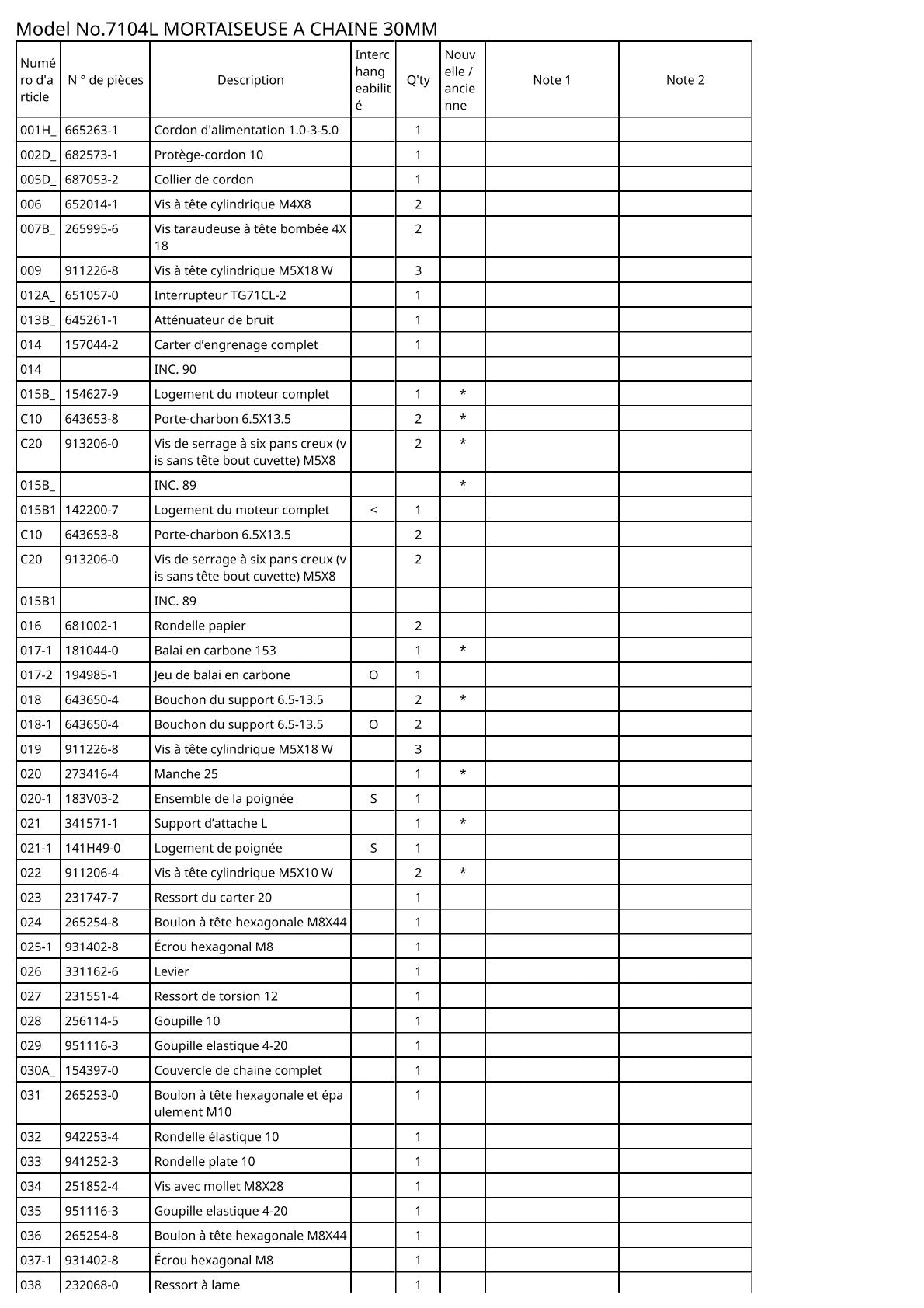 Vue éclatée Makita 7104L - page 3