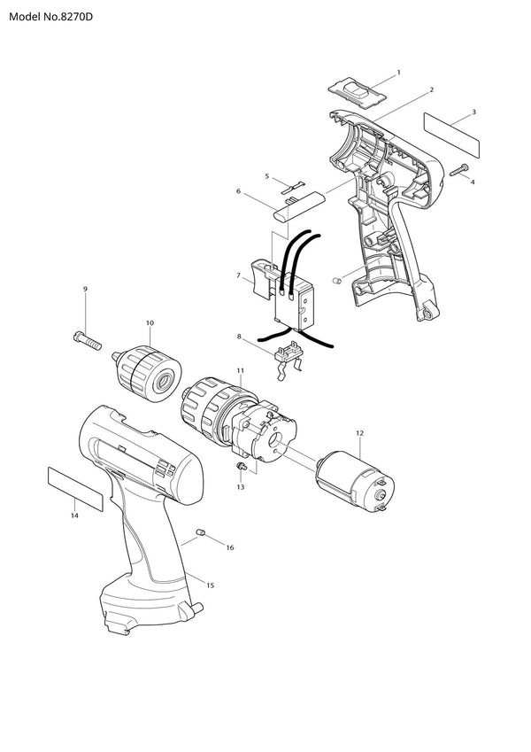 Vue éclatée Makita 8270D - page 1