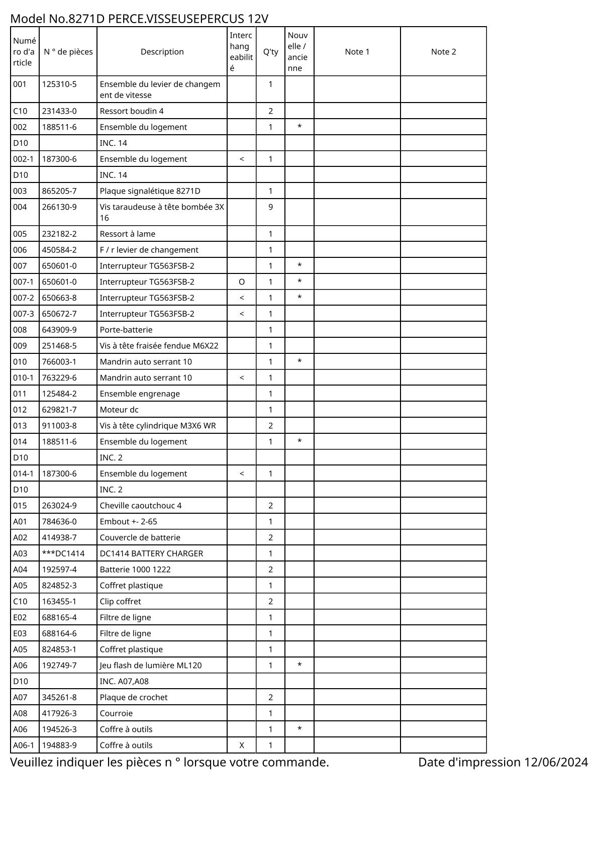 Vue éclatée Makita 8271D - page 2