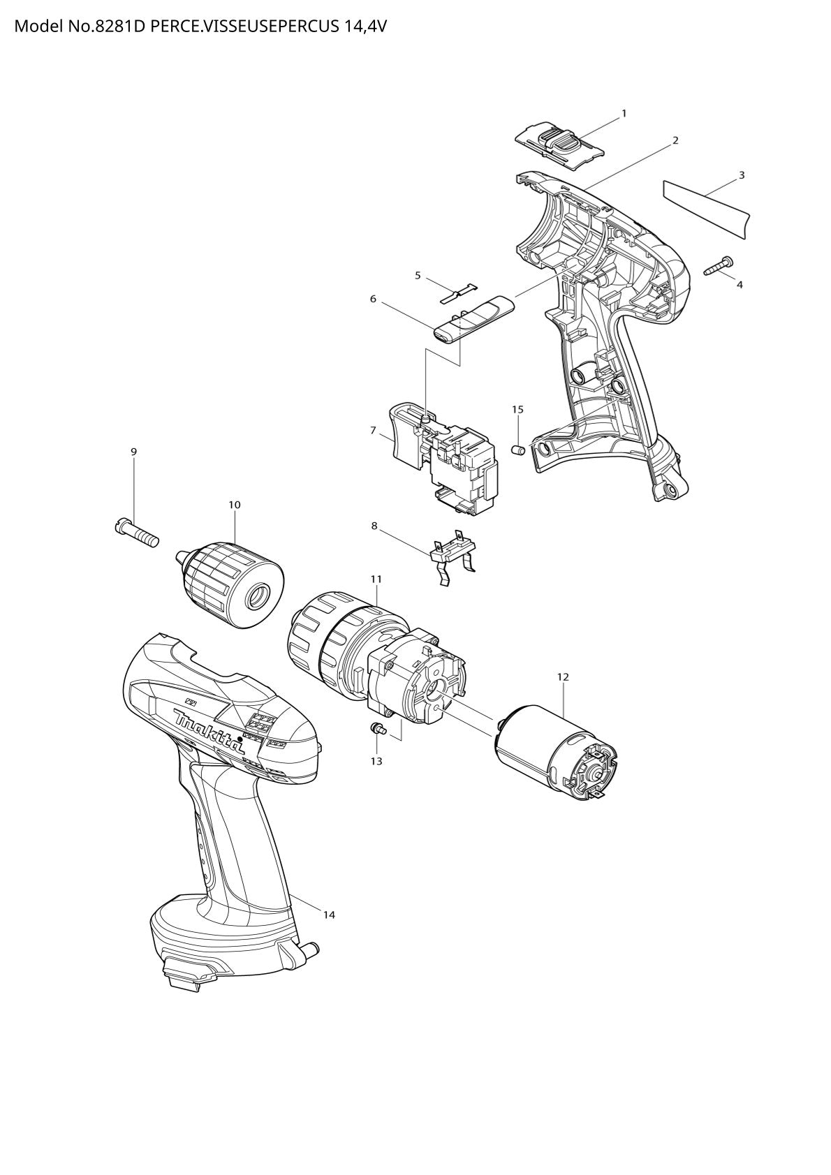 Vue éclatée Makita 8281D - page 1