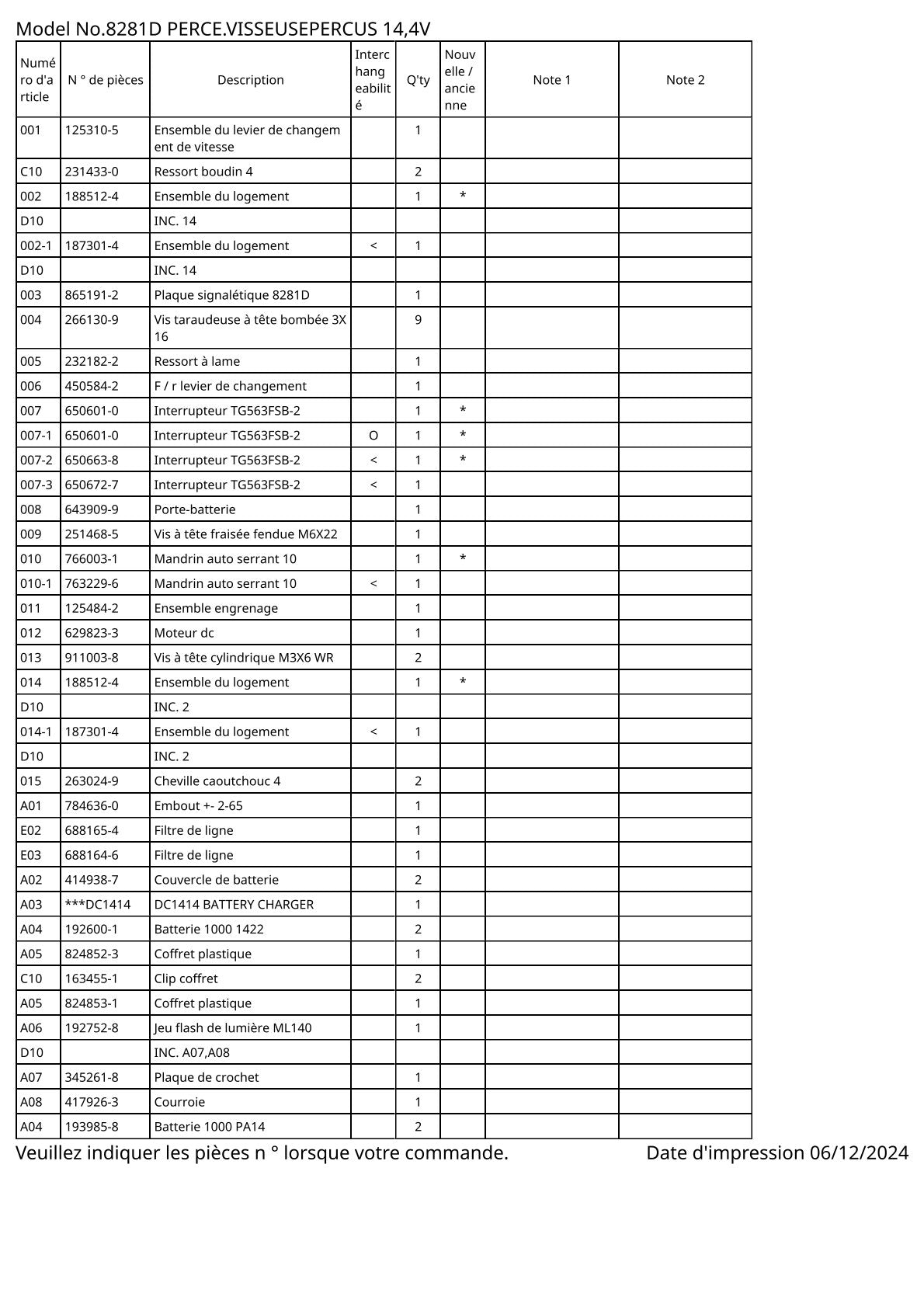 Vue éclatée Makita 8281D - page 2